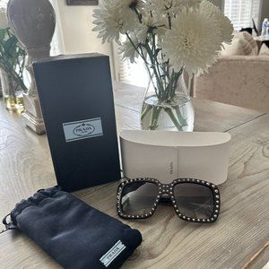 PRADA ABSOLUTE ORNATE SQUARE OVERSIZED STUDDED SUNGLASSES